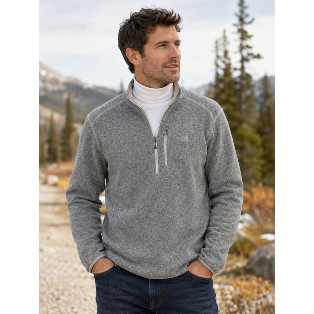 The North Face Fleece Pullover Mens XLarge Quarter Zip Gray Outdoor Jacket